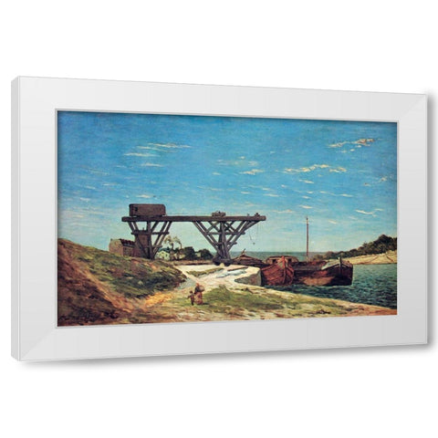 The Seine Between Pont DIena And Pont De Grenelle White Modern Wood Framed Art Print by Gauguin, Paul