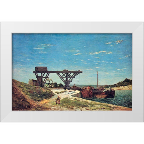The Seine Between Pont DIena And Pont De Grenelle White Modern Wood Framed Art Print by Gauguin, Paul