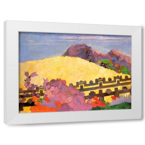 There Is The Temple White Modern Wood Framed Art Print by Gauguin, Paul