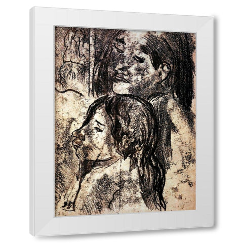 Two Marquesans White Modern Wood Framed Art Print by Gauguin, Paul