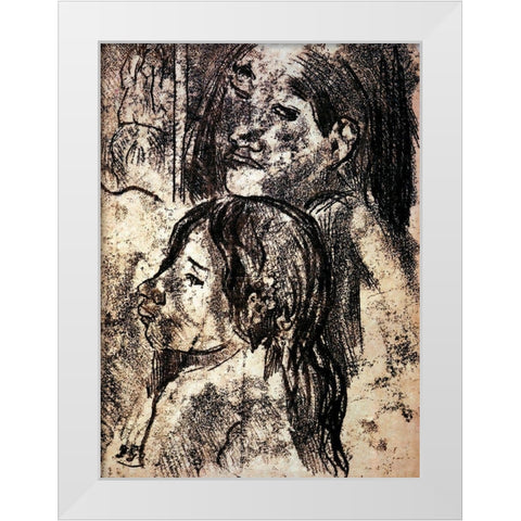 Two Marquesans White Modern Wood Framed Art Print by Gauguin, Paul
