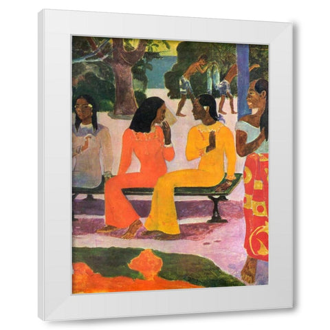 We Shall Not Go To Market Detail White Modern Wood Framed Art Print by Gauguin, Paul