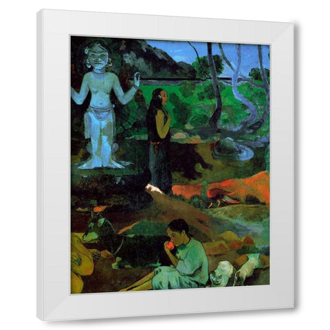 Where Do We Come From Detail 2 White Modern Wood Framed Art Print by Gauguin, Paul