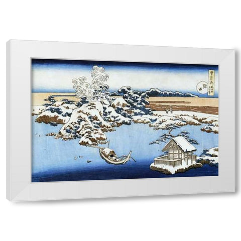 A View Of Sumida River In Snow White Modern Wood Framed Art Print by Hokusai