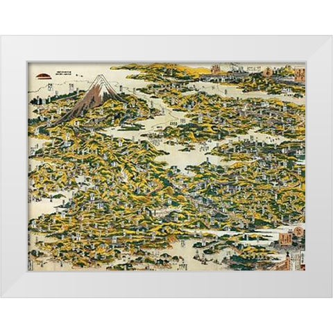 Map Of The Tokaido Road 1818 White Modern Wood Framed Art Print by Hokusai