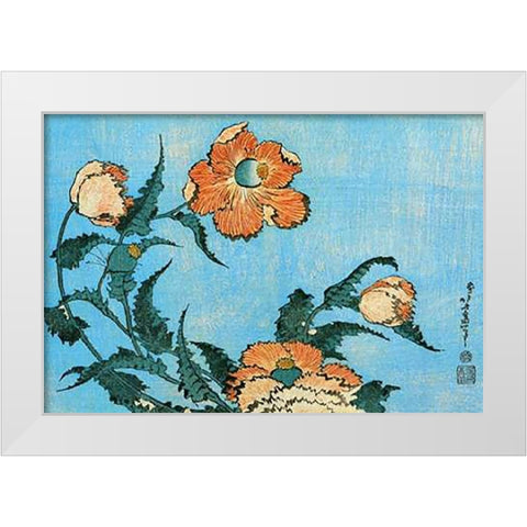 Poppies White Modern Wood Framed Art Print by Hokusai