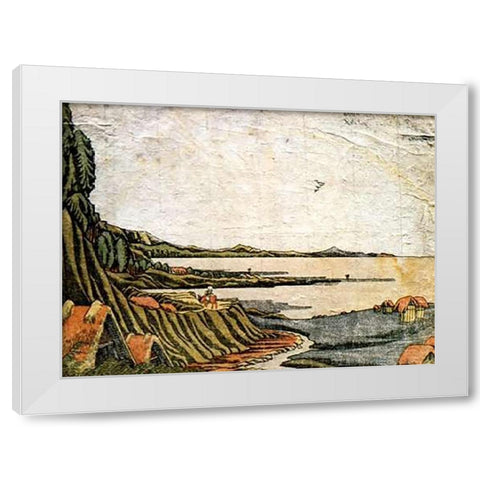 View At Gyotoku White Modern Wood Framed Art Print by Hokusai