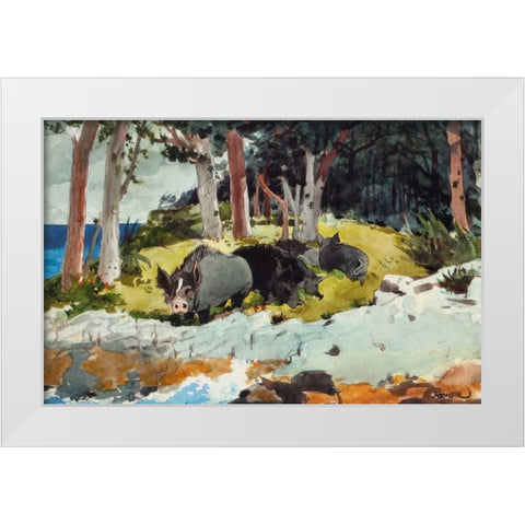 Bermuda Settlers White Modern Wood Framed Art Print by Homer, Winslow