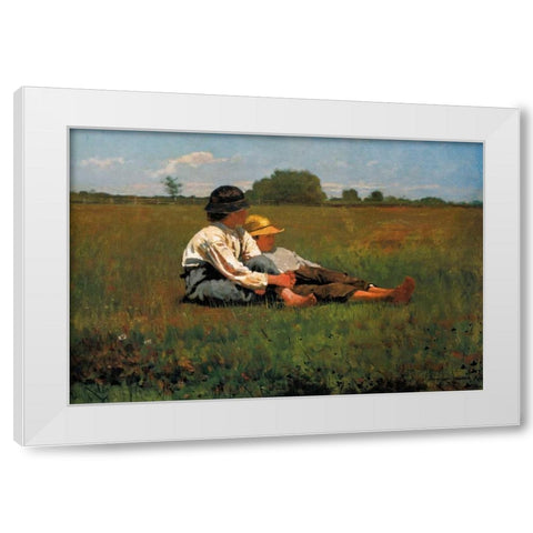 Boys In A Pasture White Modern Wood Framed Art Print by Homer, Winslow