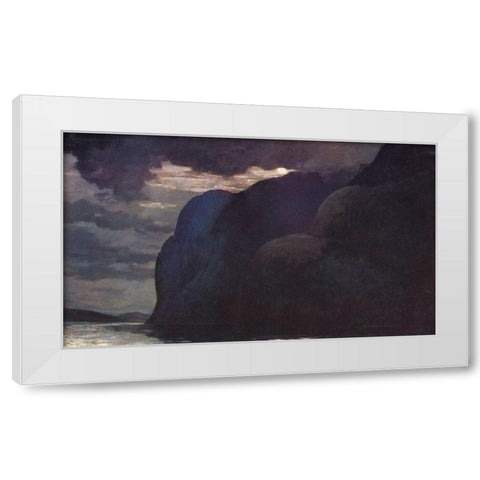 Cape Trinity Saguenay River Moonlight White Modern Wood Framed Art Print by Homer, Winslow