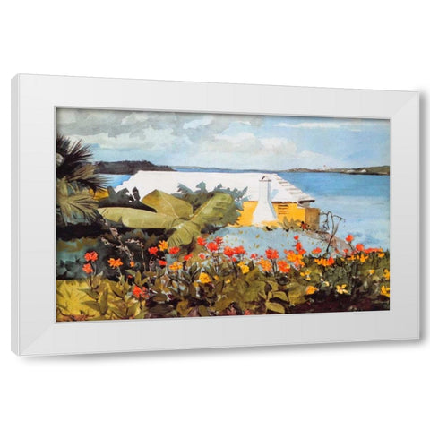 Flower Garden And Bungalow Bermuda White Modern Wood Framed Art Print by Homer, Winslow