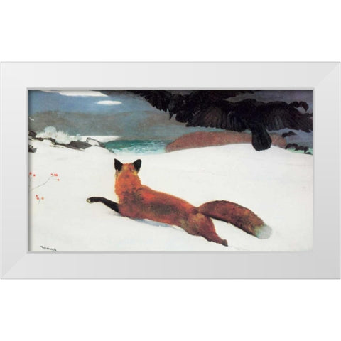 Fox Hunt White Modern Wood Framed Art Print by Homer, Winslow