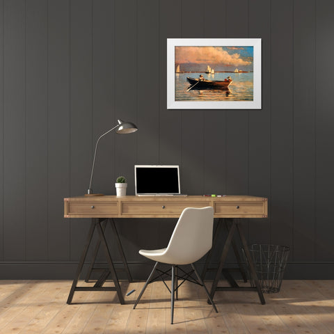 Glouchester Harbor White Modern Wood Framed Art Print by Homer, Winslow