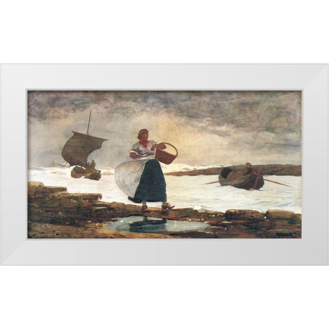 Inside The Bar Tynemouth White Modern Wood Framed Art Print by Homer, Winslow