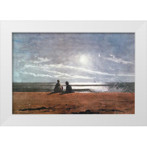 Moonlight 1874 White Modern Wood Framed Art Print by Homer, Winslow