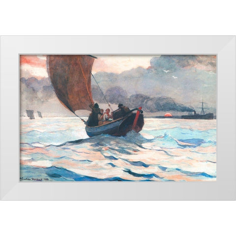 Returning Fishing Boats White Modern Wood Framed Art Print by Homer, Winslow