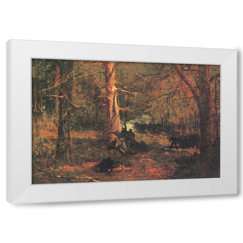 Skirmish In The Wilderness White Modern Wood Framed Art Print by Homer, Winslow