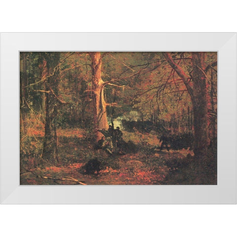 Skirmish In The Wilderness White Modern Wood Framed Art Print by Homer, Winslow