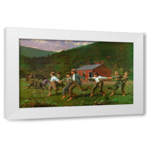 Snap The Whip White Modern Wood Framed Art Print by Homer, Winslow