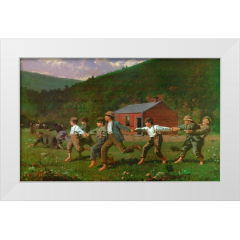 Snap The Whip White Modern Wood Framed Art Print by Homer, Winslow