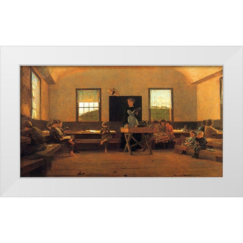 The Country School White Modern Wood Framed Art Print by Homer, Winslow