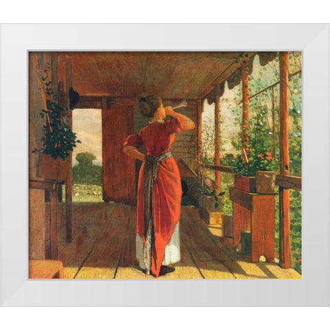 The Dinner Horn White Modern Wood Framed Art Print by Homer, Winslow