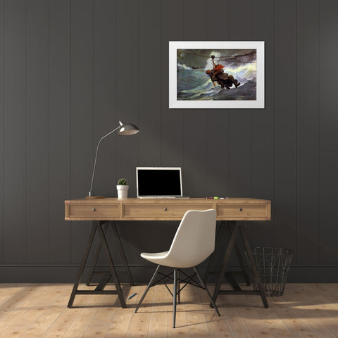 The Life Line White Modern Wood Framed Art Print by Homer, Winslow