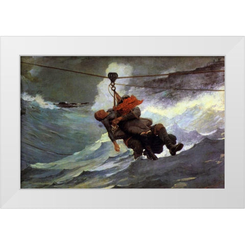 The Life Line White Modern Wood Framed Art Print by Homer, Winslow