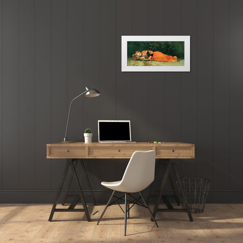 The New Novel White Modern Wood Framed Art Print by Homer, Winslow