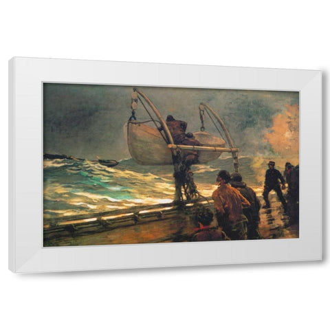 The Signal Of Distress White Modern Wood Framed Art Print by Homer, Winslow