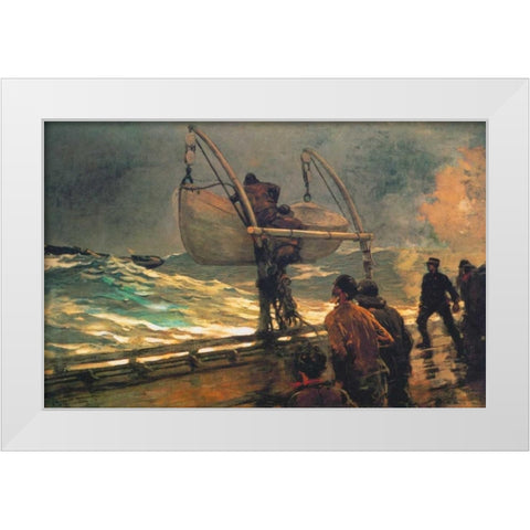 The Signal Of Distress White Modern Wood Framed Art Print by Homer, Winslow