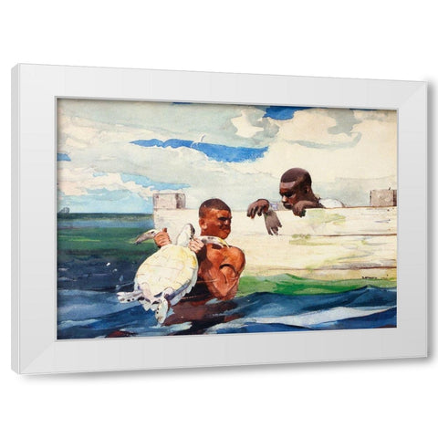 The Turtle Pond White Modern Wood Framed Art Print by Homer, Winslow