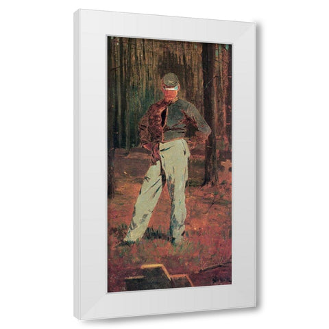 Trooper Meditating Beside A Grave White Modern Wood Framed Art Print by Homer, Winslow