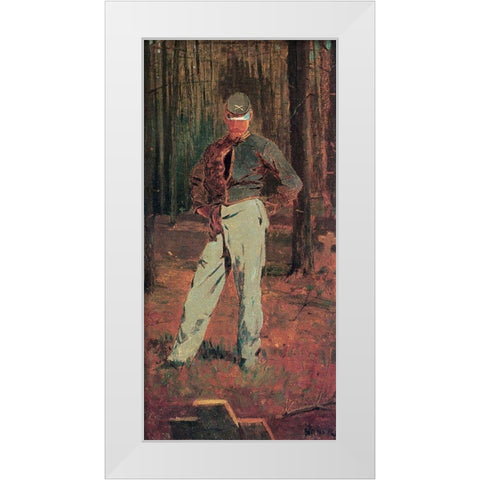 Trooper Meditating Beside A Grave White Modern Wood Framed Art Print by Homer, Winslow