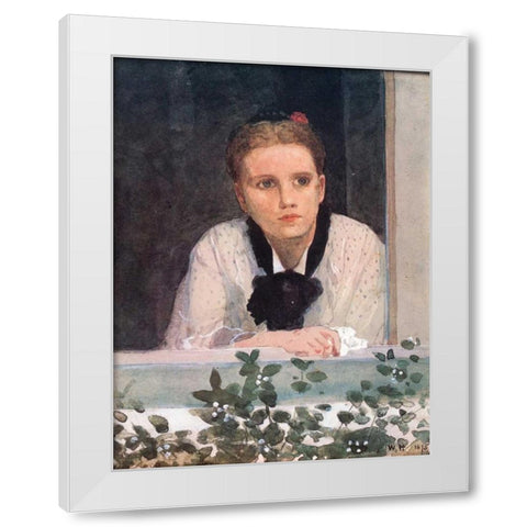 Young Girl At Window White Modern Wood Framed Art Print by Homer, Winslow