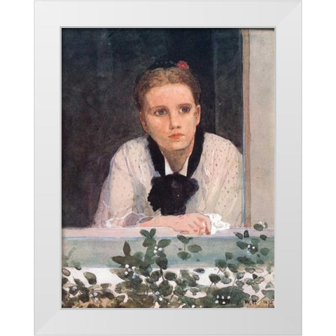 Young Girl At Window White Modern Wood Framed Art Print by Homer, Winslow
