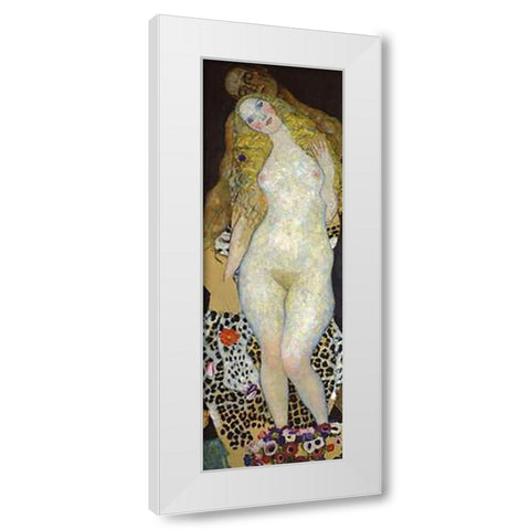 Adam And Eve White Modern Wood Framed Art Print by Klimt, Gustav
