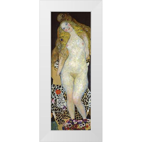 Adam And Eve White Modern Wood Framed Art Print by Klimt, Gustav