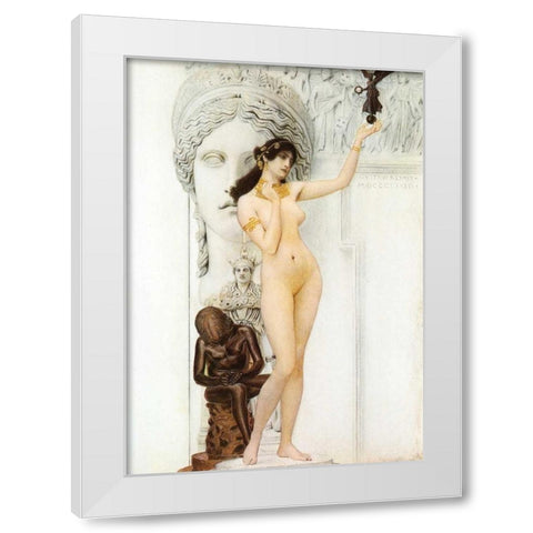 Allegory Of Sculpture 1889 White Modern Wood Framed Art Print by Klimt, Gustav