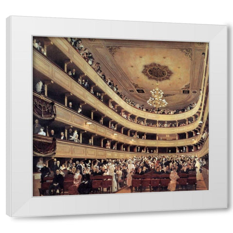 Auditorium Of The Old Burgtheater 1888 White Modern Wood Framed Art Print by Klimt, Gustav