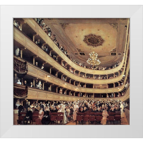 Auditorium Of The Old Burgtheater 1888 White Modern Wood Framed Art Print by Klimt, Gustav