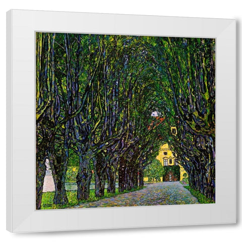 Avenue In Schloss Kammer Park 1913 White Modern Wood Framed Art Print by Klimt, Gustav