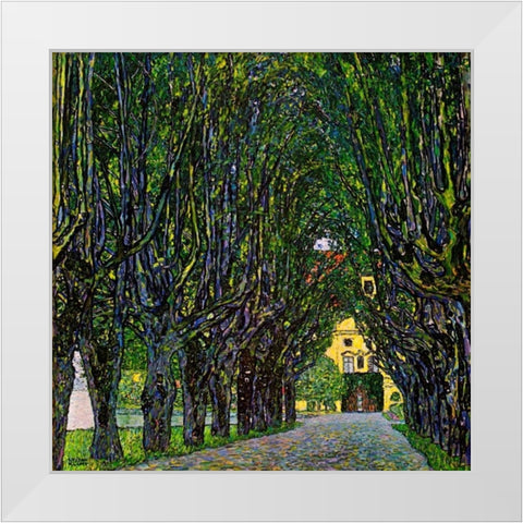 Avenue In Schloss Kammer Park 1913 White Modern Wood Framed Art Print by Klimt, Gustav