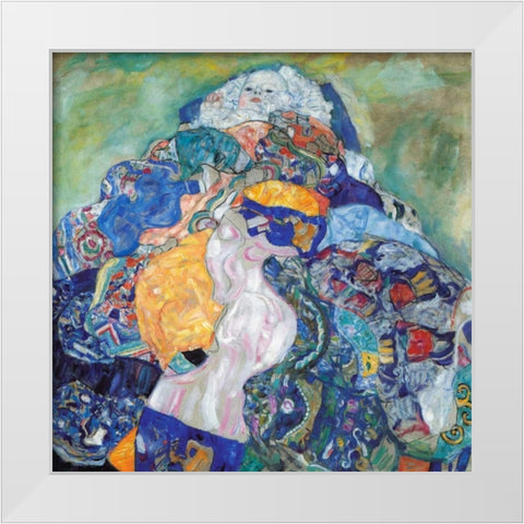Baby 1917 White Modern Wood Framed Art Print by Klimt, Gustav