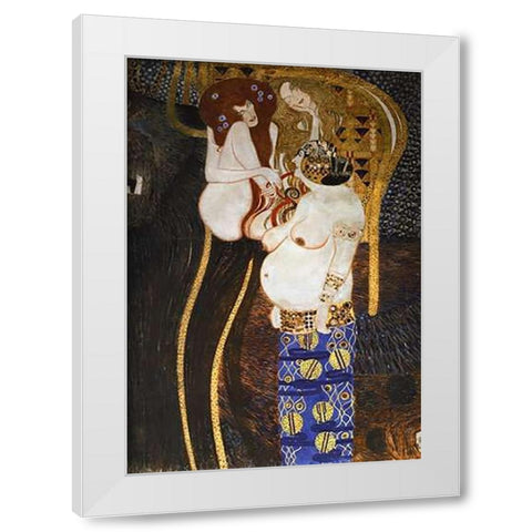 Beethoven Frieze (detail 2) White Modern Wood Framed Art Print by Klimt, Gustav