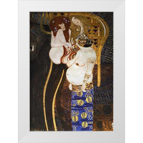 Beethoven Frieze (detail 2) White Modern Wood Framed Art Print by Klimt, Gustav