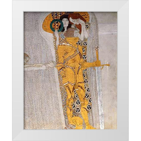 Beethoven Frieze (detail 3) White Modern Wood Framed Art Print by Klimt, Gustav