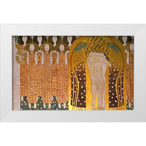Beethoven Frieze (detail)1902 White Modern Wood Framed Art Print by Klimt, Gustav