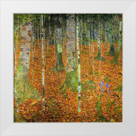 Birch Wood 1903 White Modern Wood Framed Art Print by Klimt, Gustav