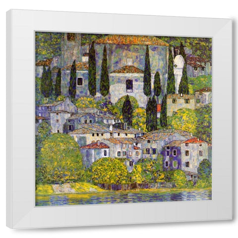 Church At Cassone Sul Garda White Modern Wood Framed Art Print by Klimt, Gustav